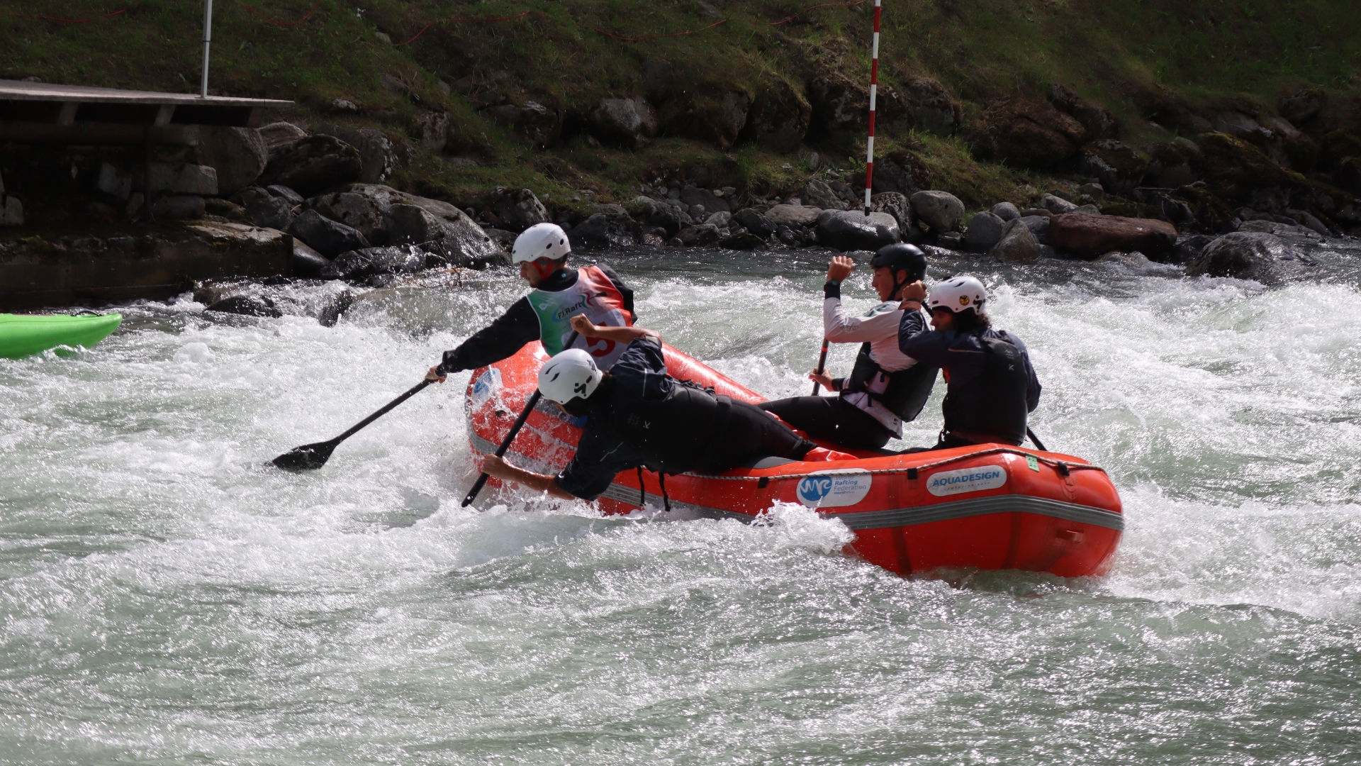 rafting team paddling